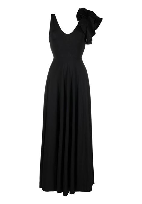 Black ruffle-detail maxi dress - MAYGEL CORONEL women MAYGEL CORONEL | VT009BLK